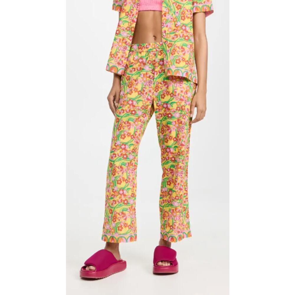 Solid & Striped The Avril Voile Pants Floral Print Yellow Ground Medium